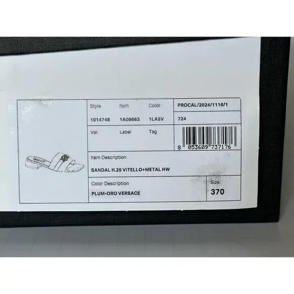 VERSACE Medusa Women's Plum Sandals 7 US (37 Euro) 1014748 Spain NIB $900 - Picture 13 of 15